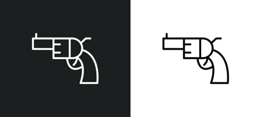 revolvers line icon in white and black colors. revolvers flat vector icon from revolvers collection for web, mobile apps and ui.