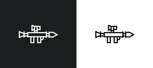 bazooka line icon in white and black colors. bazooka flat vector icon from bazooka collection for web, mobile apps and ui.