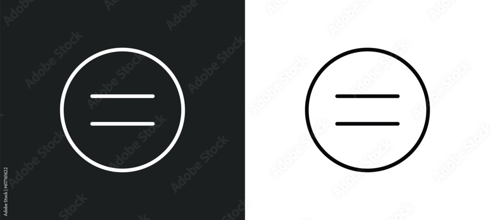 Poster equal line icon in white and black colors. equal flat vector icon from equal collection for web, mob