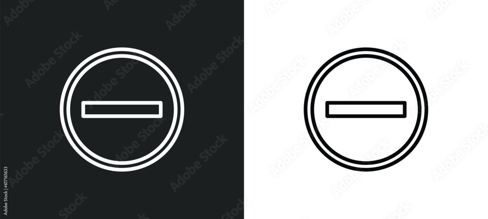 Poster subtraction line icon in white and black colors. subtraction flat vector icon from subtraction colle