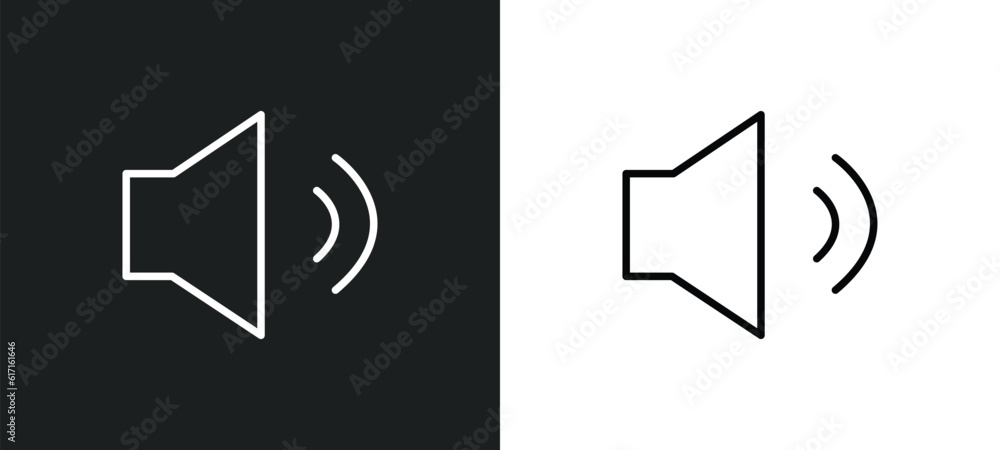 Aufkleber medium volume line icon in white and black colors. medium volume flat vector icon from medium volume