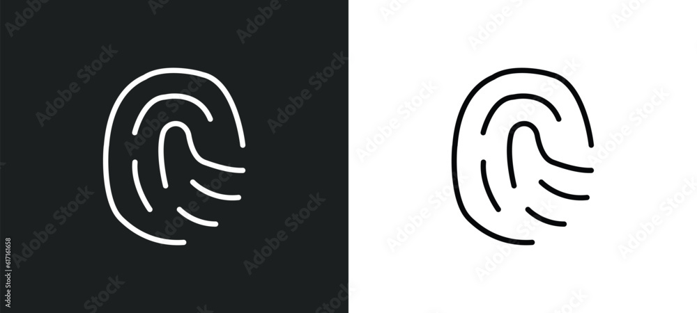 Poster finger prints line icon in white and black colors. finger prints flat vector icon from finger prints