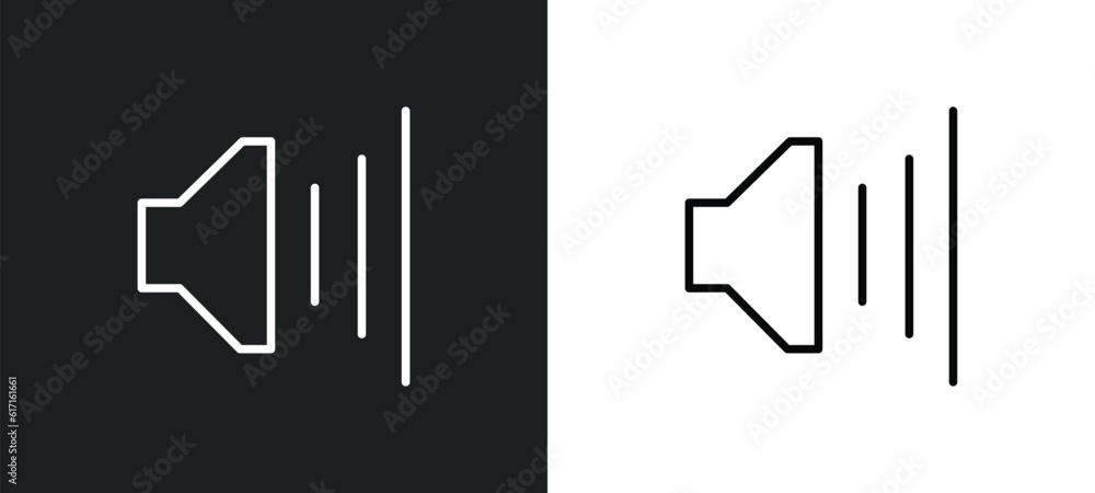 Poster high volume line icon in white and black colors. high volume flat vector icon from high volume colle
