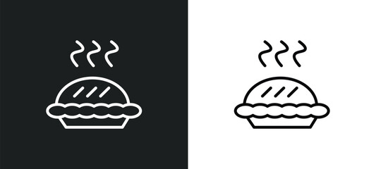 pumpkin pie line icon in white and black colors. pumpkin pie flat vector icon from pumpkin pie collection for web, mobile apps and ui.