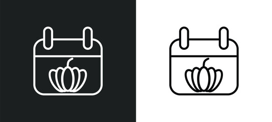 Fototapeta premium thanksgiving day line icon in white and black colors. thanksgiving day flat vector icon from thanksgiving day collection for web, mobile apps and ui.