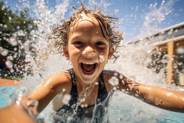 Fototapeta premium Enjoying a summer day swimming ai generated