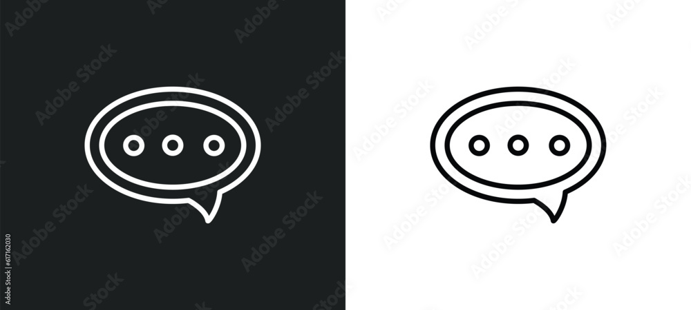 Poster message ballon line icon in white and black colors. message ballon flat vector icon from message bal
