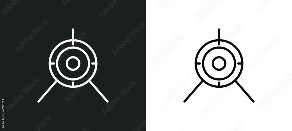 Poster target with circle line icon in white and black colors. target with circle flat vector icon from tar