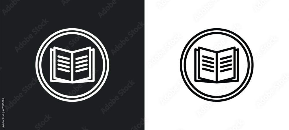 Poster reading line icon in white and black colors. reading flat vector icon from reading collection for we