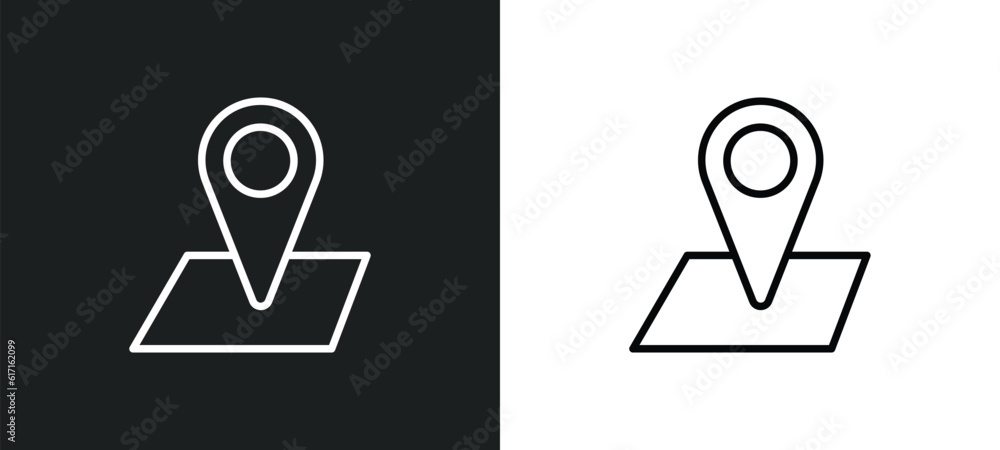 Poster big map placeholder line icon in white and black colors. big map placeholder flat vector icon from b