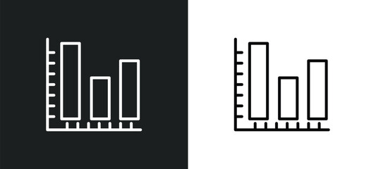 three bars graph line icon in white and black colors. three bars graph flat vector icon from three bars graph collection for web, mobile apps and ui.