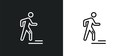 man walking to right line icon in white and black colors. man walking to right flat vector icon from man walking to right collection for web, mobile apps and ui.