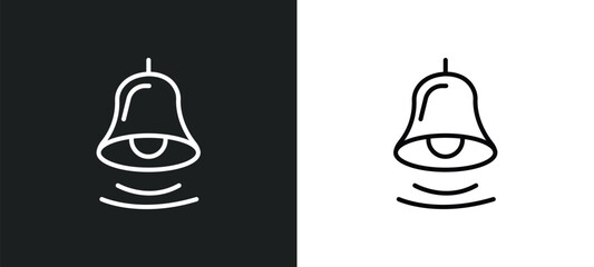 alarm bell line icon in white and black colors. alarm bell flat vector icon from alarm bell collection for web, mobile apps and ui.