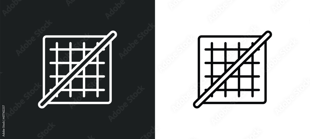 Poster grid off line icon in white and black colors. grid off flat vector icon from grid off collection for