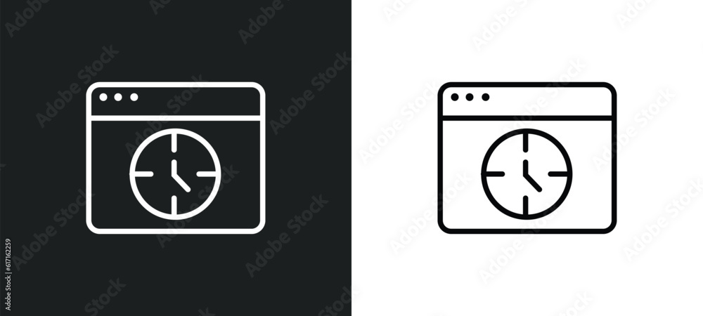 Poster window time line icon in white and black colors. window time flat vector icon from window time colle