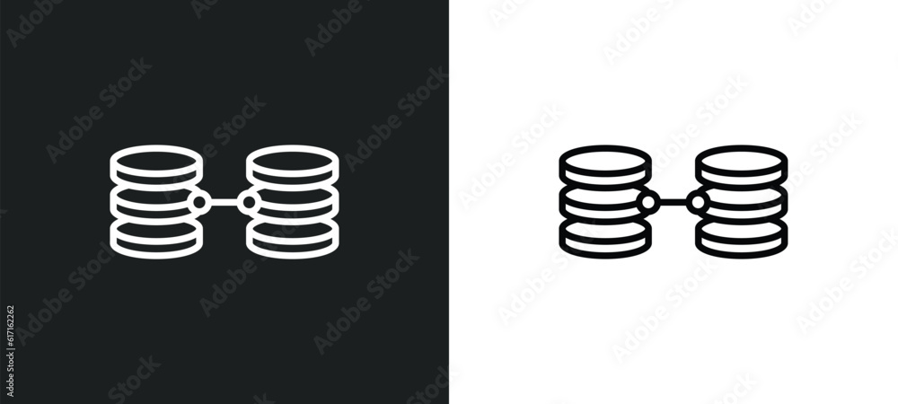 Poster data collection line icon in white and black colors. data collection flat vector icon from data coll