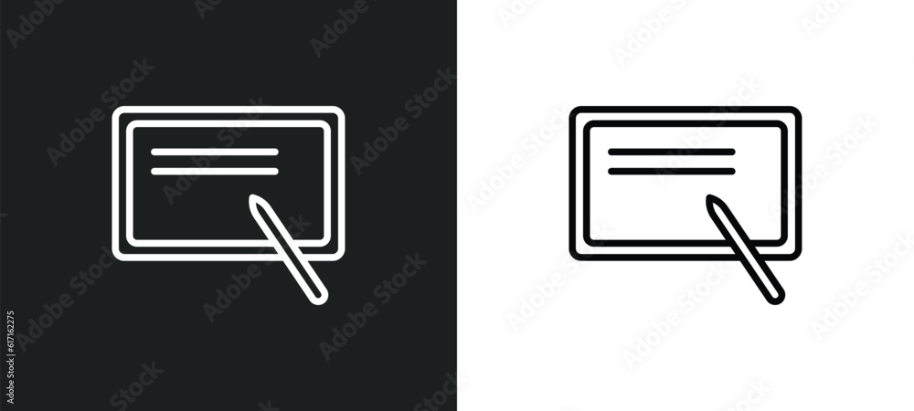 Poster blackboard with line icon in white and black colors. blackboard with flat vector icon from blackboar