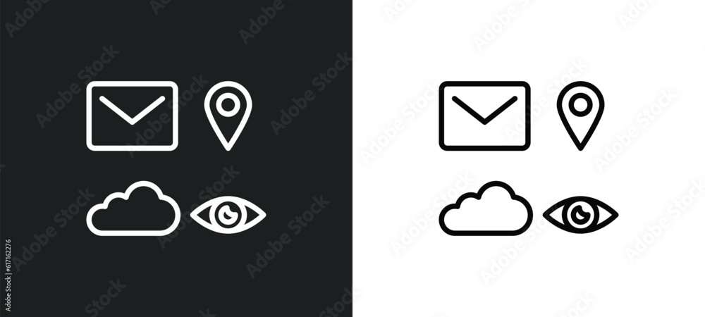 Poster the of line icon in white and black colors. the of flat vector icon from the of collection for web, 