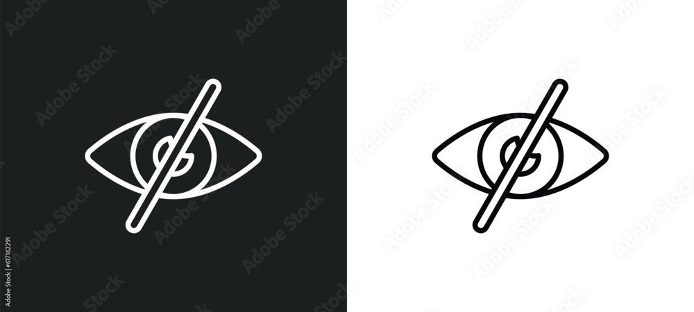 Poster hidden line icon in white and black colors. hidden flat vector icon from hidden collection for web, 
