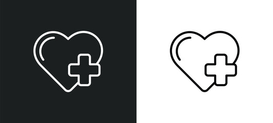 add a like line icon in white and black colors. add a like flat vector icon from add a like collection for web, mobile apps and ui.
