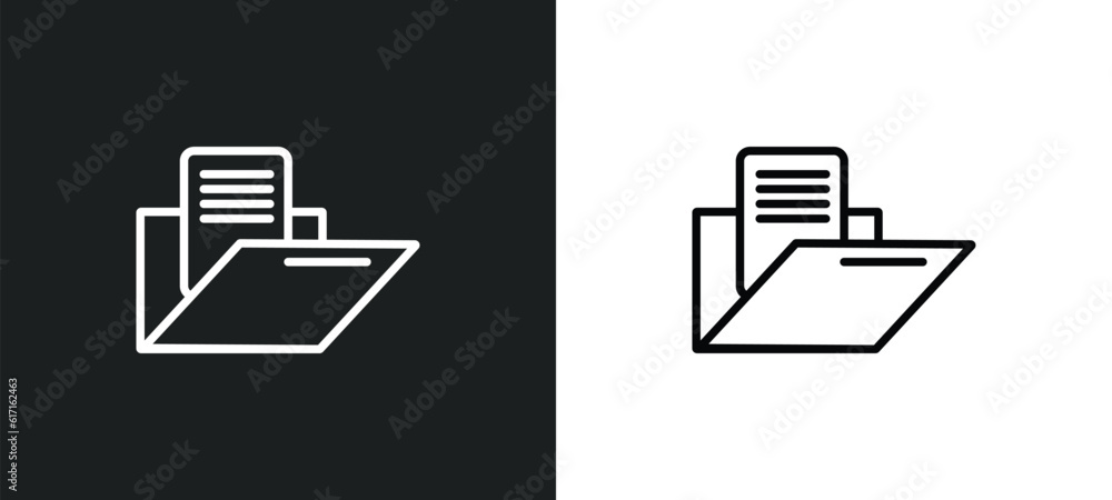 Poster data folder line icon in white and black colors. data folder flat vector icon from data folder colle