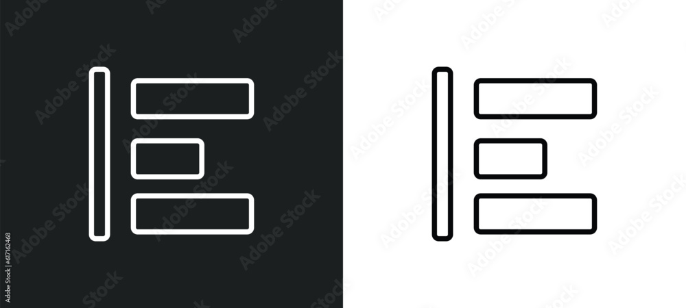 Poster object alignment line icon in white and black colors. object alignment flat vector icon from object 