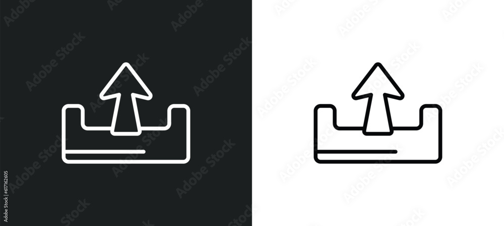Poster extract button line icon in white and black colors. extract button flat vector icon from extract but