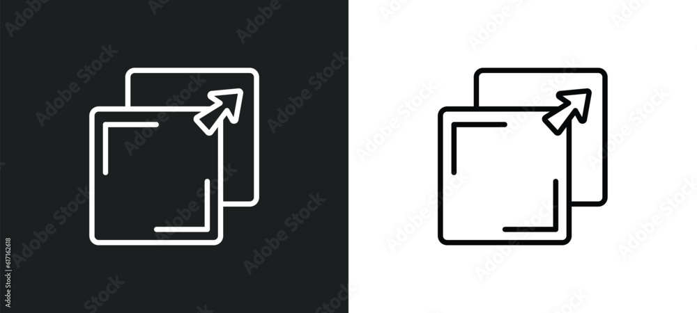 Poster new tab button line icon in white and black colors. new tab button flat vector icon from new tab but