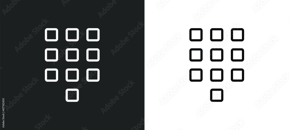 Poster telephone keypad line icon in white and black colors. telephone keypad flat vector icon from telepho
