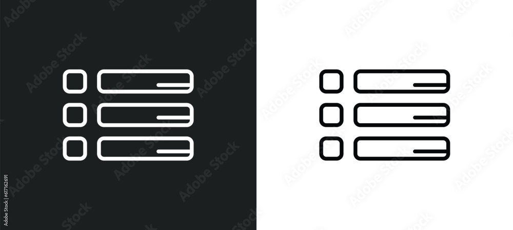 Poster list button line icon in white and black colors. list button flat vector icon from list button colle
