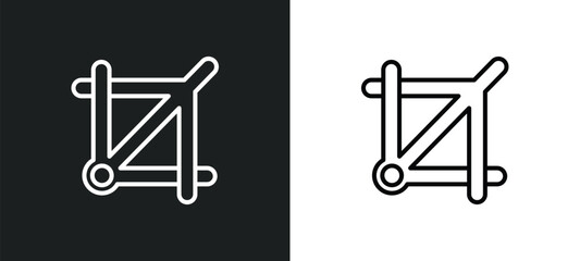 crop button line icon in white and black colors. crop button flat vector icon from crop button collection for web, mobile apps and ui.