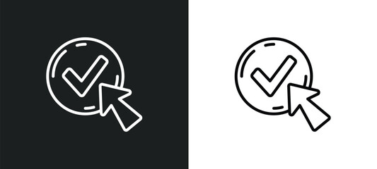 check box with cursor line icon in white and black colors. check box with cursor flat vector icon from check box with cursor collection for web, mobile apps and ui.