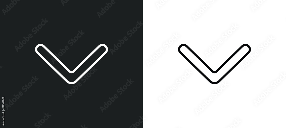 Poster bottom arrows line icon in white and black colors. bottom arrows flat vector icon from bottom arrows