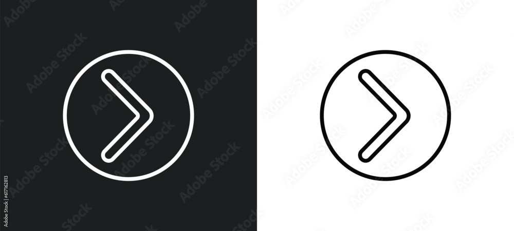 Poster right button line icon in white and black colors. right button flat vector icon from right button co