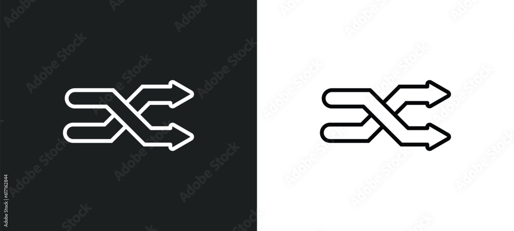 Aufkleber crossed arrows line icon in white and black colors. crossed arrows flat vector icon from crossed arr