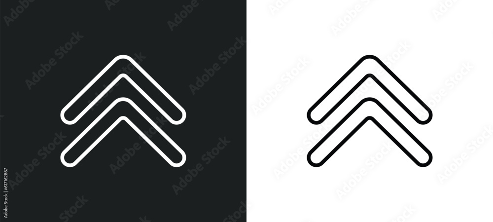 Poster up chevron line icon in white and black colors. up chevron flat vector icon from up chevron collecti