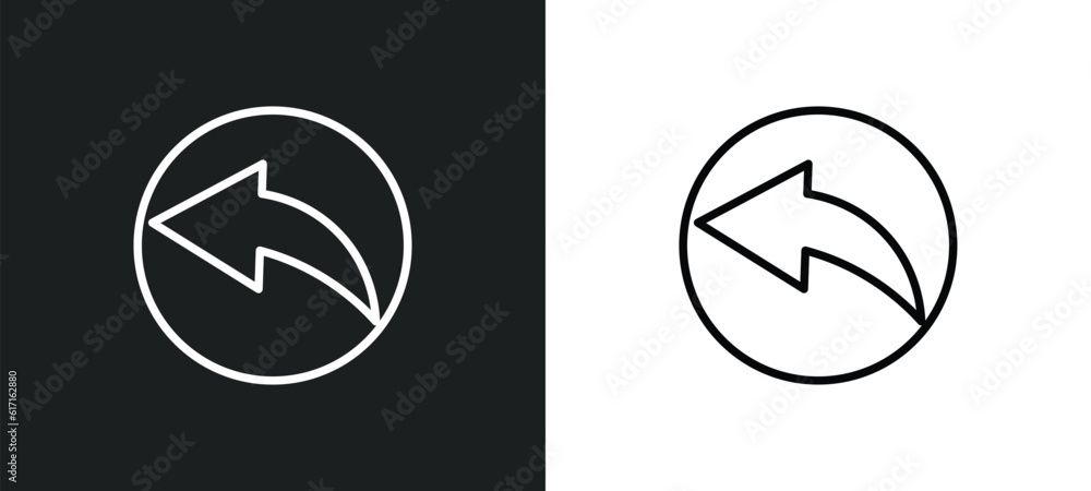 Aufkleber back arrow line icon in white and black colors. back arrow flat vector icon from back arrow collecti