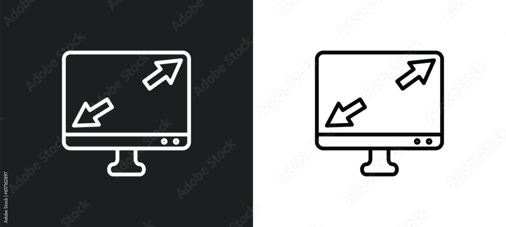 Poster display size line icon in white and black colors. display size flat vector icon from display size co