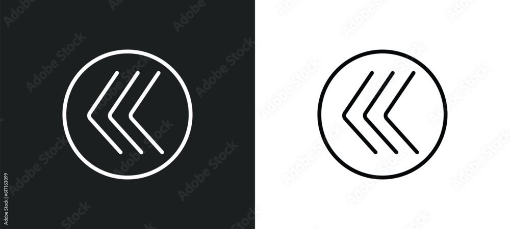Poster go back button line icon in white and black colors. go back button flat vector icon from go back but