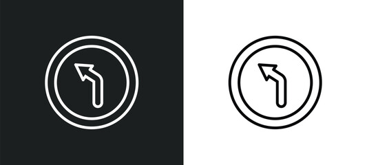 left curve line icon in white and black colors. left curve flat vector icon from left curve collection for web, mobile apps and ui.