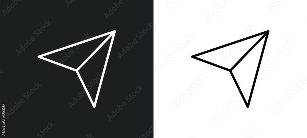 Poster navigation arrows line icon in white and black colors. navigation arrows flat vector icon from navig