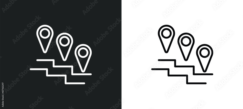 Poster road map line icon in white and black colors. road map flat vector icon from road map collection for