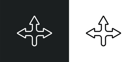 crossroad line icon in white and black colors. crossroad flat vector icon from crossroad collection for web, mobile apps and ui.