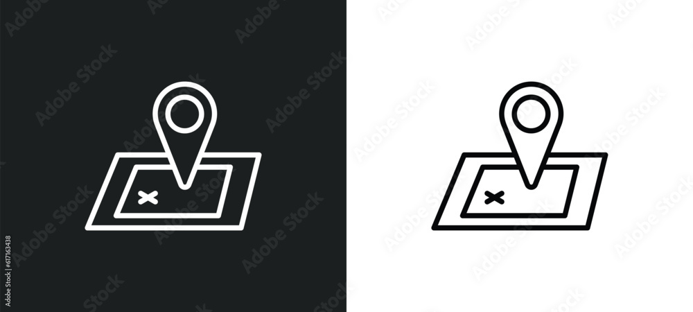 Poster unfolded map line icon in white and black colors. unfolded map flat vector icon from unfolded map co