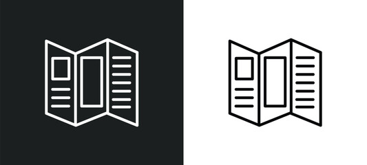 brochure line icon in white and black colors. brochure flat vector icon from brochure collection for web, mobile apps and ui.