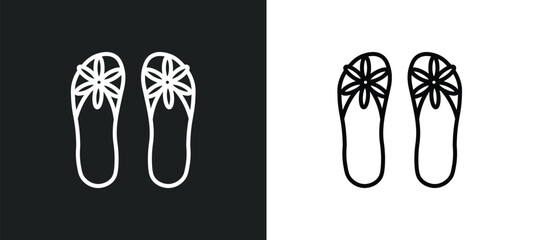 flip flop line icon in white and black colors. flip flop flat vector icon from flip flop collection for web, mobile apps and ui.