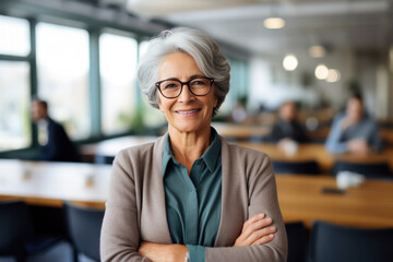 Fototapeta premium Beautiful positive office manager ai generated