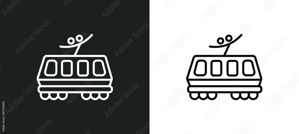 Poster light rail line icon in white and black colors. light rail flat vector icon from light rail collecti