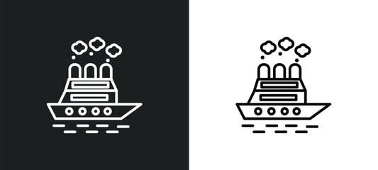icebreaker ship line icon in white and black colors. icebreaker ship flat vector icon from icebreaker ship collection for web, mobile apps and ui.