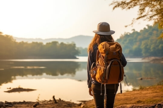 person outside enjoying camping life ai generated